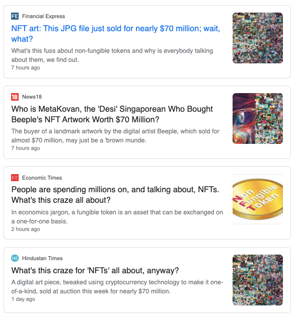 NFT popularity across the globe